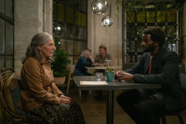 Saskia Reeves and Ṣọpẹ́ Dìrísù star in the third season of “Slow Horses,” coming to Apple TV+ on Friday, December 1, 2023.