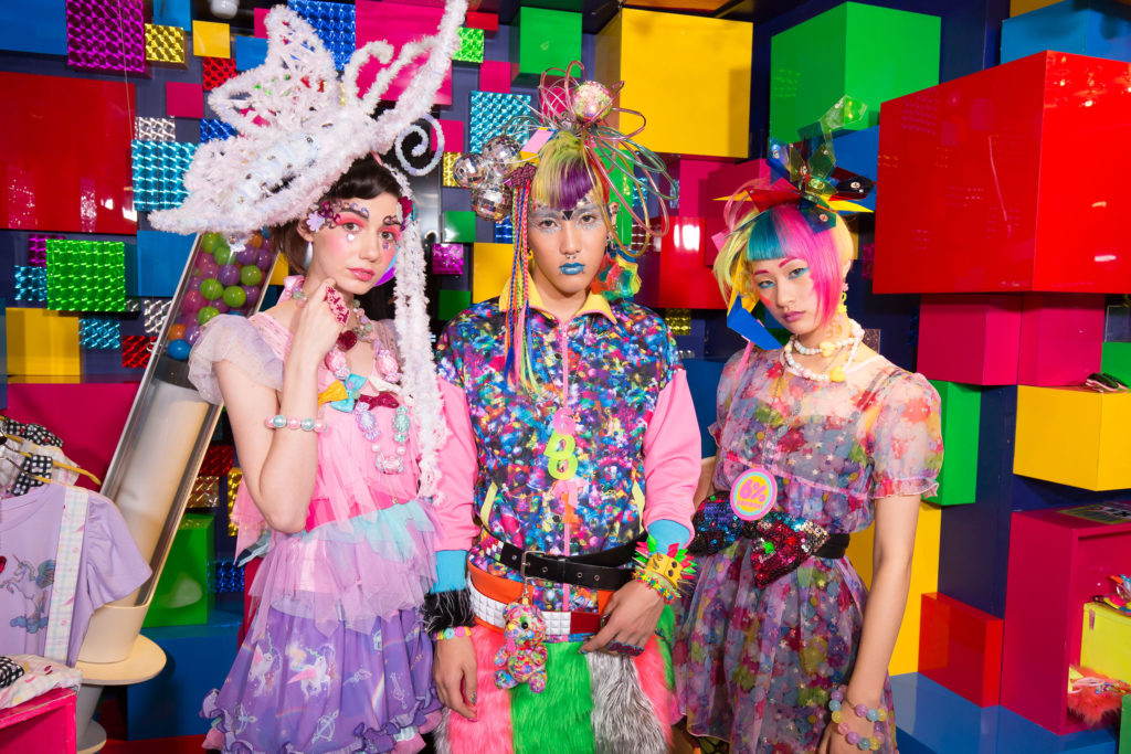 Three models representing Sebastian Masuda's harajuku fashion