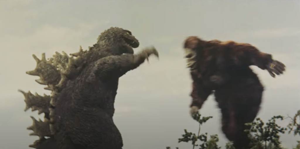 Battle sequence from King Kong vs Godzilla as seen in trailer. (Toho/Universal Int.)