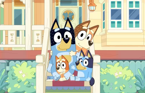 Dad (BANDIT), Mum (CHILLI), Bluey, Bingo (BLUEY'S SISTER) (Source: Disney+)