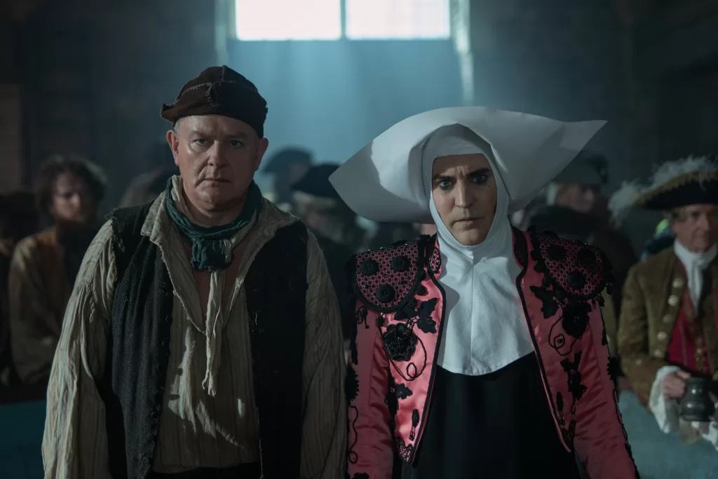 Hugh Bonneville and Noel Fielding in "The Completely Made-Up Adventures of Dick Turpin," premiering March 1, 2024 on Apple TV+.