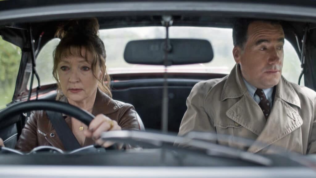 Lesley Manville as Susan Ryeland and Tim McMullan as Atticus Pünd in 'Magpie Murders' (Source: PBS Masterpiece Mystery)