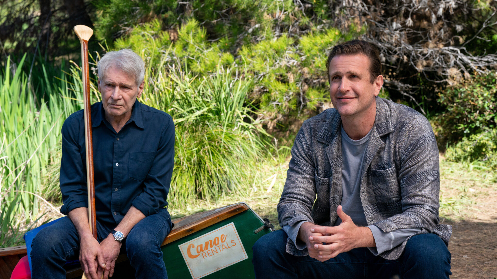 Harrison Ford and Jason Segel in "Shrinking," premiering October 16, 2024 on Apple TV+.