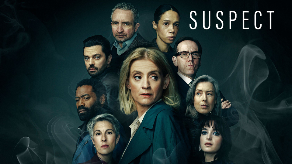 Dr Susannah Newman (Anne-Marie Duff) with Jon (Dominic Cooper), Detective Superintendent Richard Groves (Ben Miller), Natasha Groves (Tamsin Greig), Louisa (Vinette Robinson), Alastair Underwood (Eddie Marsan), Sapphire (Celine Buckens), Joseph (Nicholas Pinnock), Kate (Gina McKee) from Suspect: Season 2