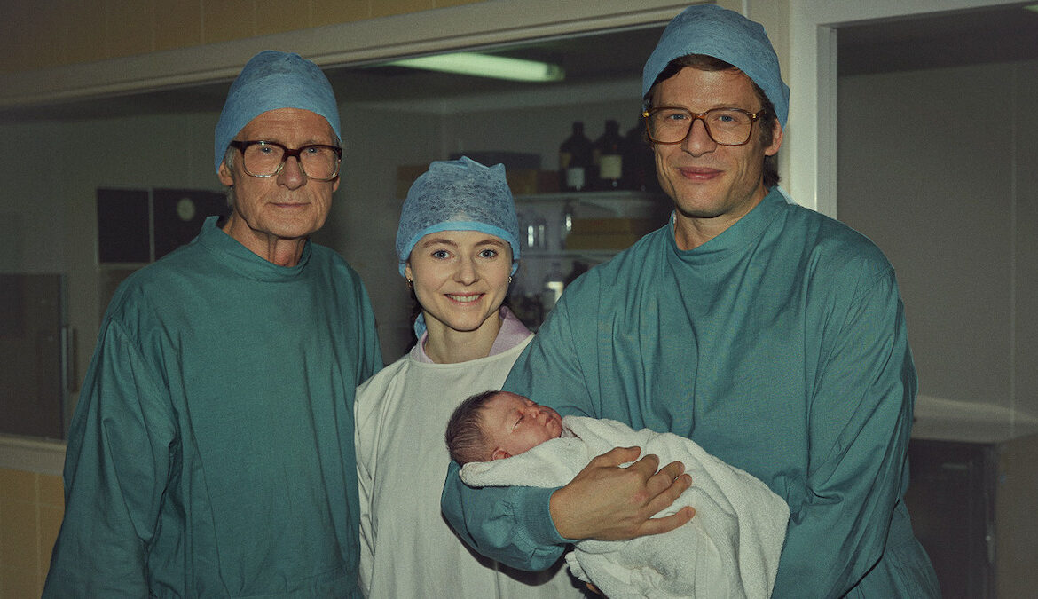 Bill Nighy, Thomasin McKenzie, and James Norton in "Joy" (Source: Netflix)