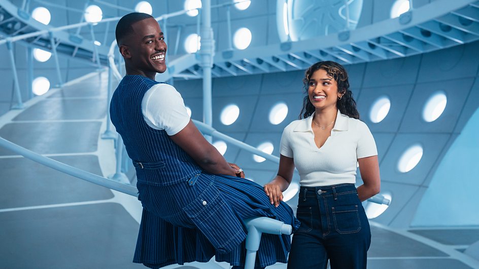 Ncuti Gatwa and Belinda Chandra in 'Doctor Who's forthcoming season (Source: BBC)