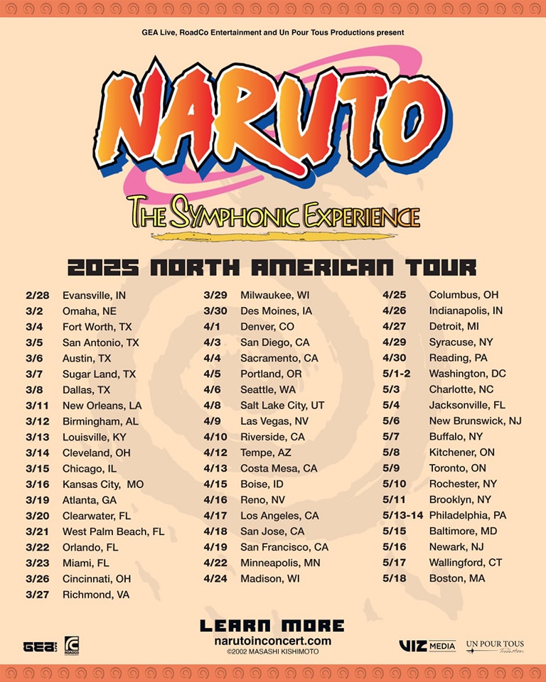 Naruto Symphonic Experience 2025 Tour Dates