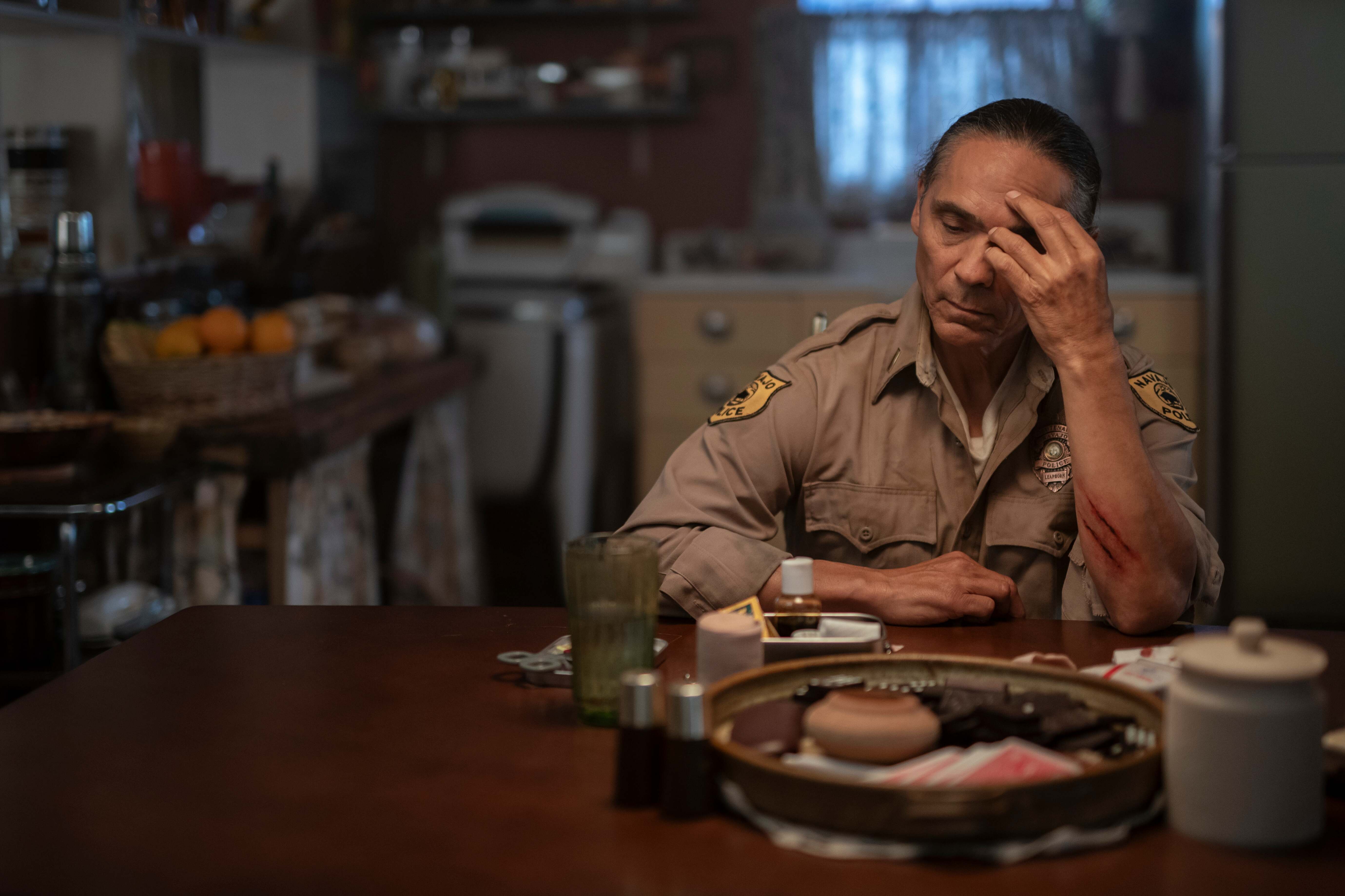 Zahn McClarnon as Lt. Joe Leaphorn in Dark Winds Season 3 (Credit: April McMillan/AMC)