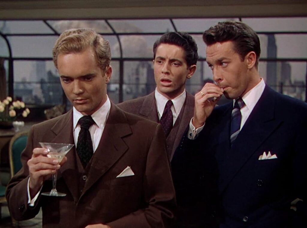 Douglas Dick, Farley Granger, and John Dall in Alfred Hitchock's Rope (1948)