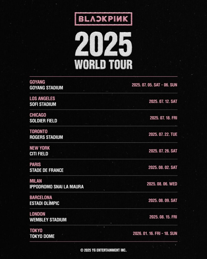 Blackpink 2025 World Tour Dates