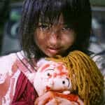 Young girl bloody in Battle Royale (2000)