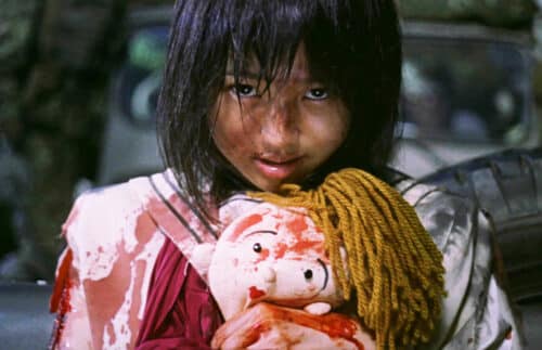 Young girl bloody in Battle Royale (2000)