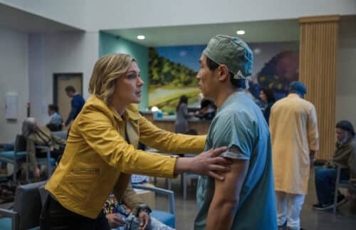 Rhea Seehorn in "Pluribus," premiering November 7, 2025 on Apple TV+.