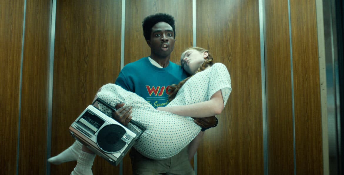 Caleb McLaughlin as Lucas and Sadie Sink as Max in Stranger Things Season 5