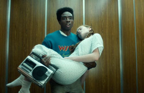 Caleb McLaughlin as Lucas and Sadie Sink as Max in Stranger Things Season 5