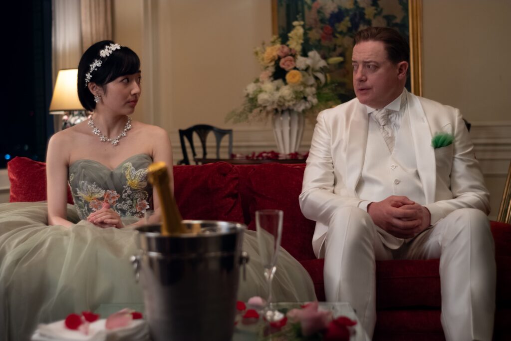 Misato Morita and Brendan Fraser in Rental Family (Photo Credit: James Lisle/Searchlight Pictures)