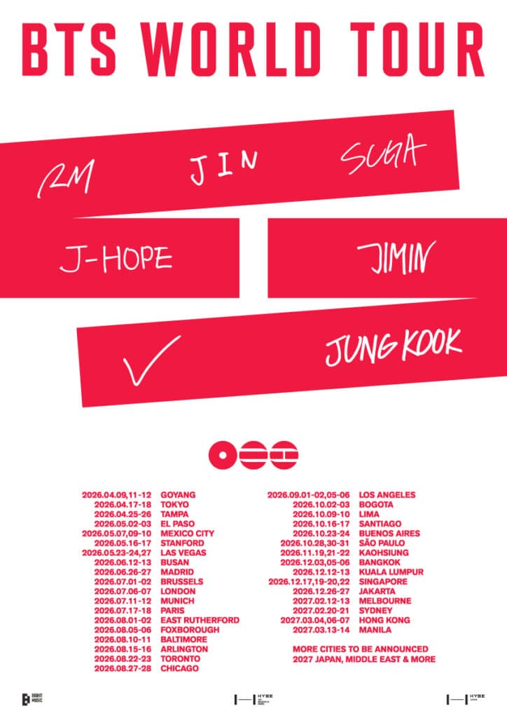 BTS 2026-2027 World Tour Dates